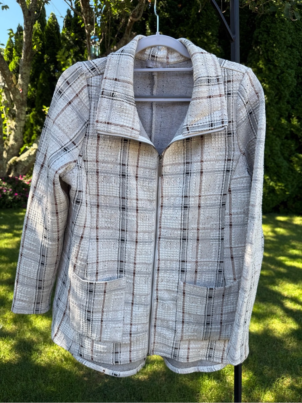Habitat Beige Plaid Zip-Front Jacket with Brown & Black Windowpane